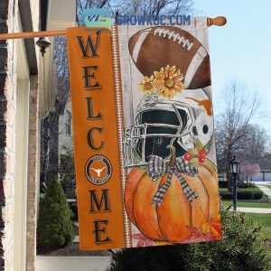 Texas Longhorns NCAA Welcome Fall Pumpkin House Garden Flag