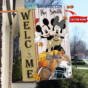 UCF Knights NCAA Disney Mickey Minnie Welcome Fall Pumpkin Personalized House Garden Flag