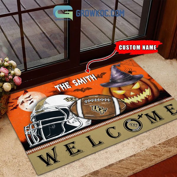 UCF Knights NCAA Football Welcome Halloween Personalized Doormat