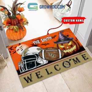UCF Knights NCAA Football Welcome Halloween Personalized Doormat