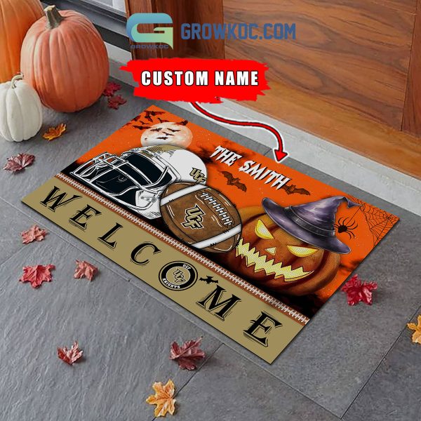 UCF Knights NCAA Football Welcome Halloween Personalized Doormat