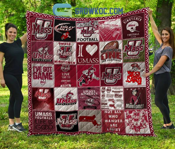 UMass Minutemen football NCAA Collection Design Fleece Blanket Quilt