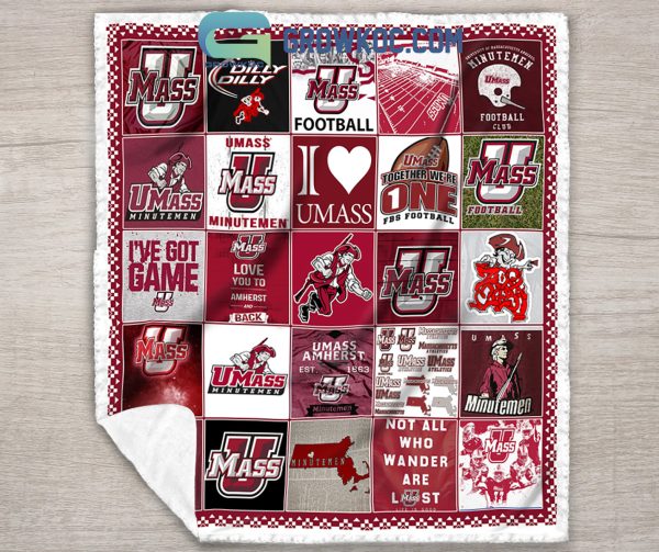 UMass Minutemen football NCAA Collection Design Fleece Blanket Quilt