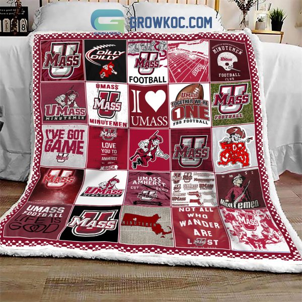 UMass Minutemen football NCAA Collection Design Fleece Blanket Quilt