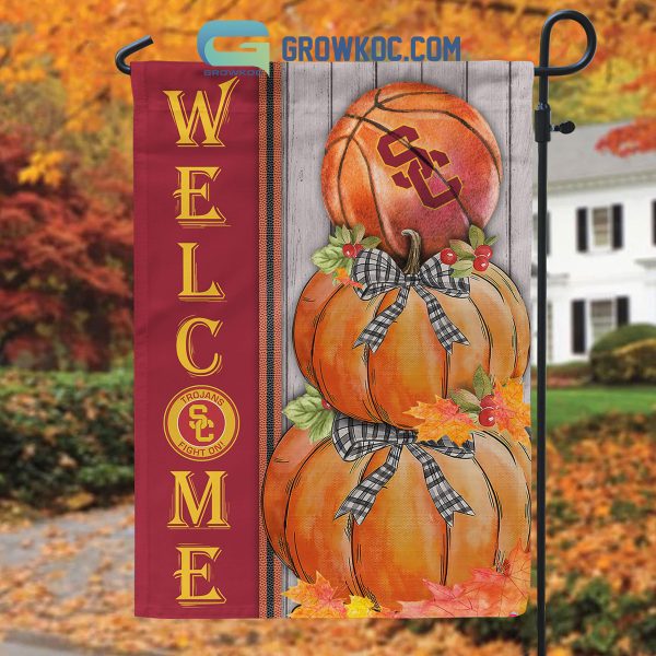 USC Trojans NCAA Basketball Welcome Fall Pumpkin House Garden Flag