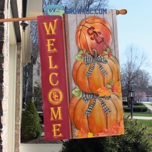 USC Trojans NCAA Basketball Welcome Fall Pumpkin House Garden Flag
