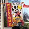 West Virginia Mountaineers NCAA Disney Mickey Minnie Welcome Fall Pumpkin Personalized House Garden Flag