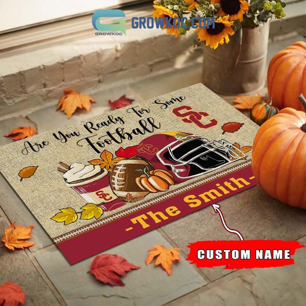 USC Trojans NCAA Fall Pumpkin Are You Ready For Some Football Personalized Doormat