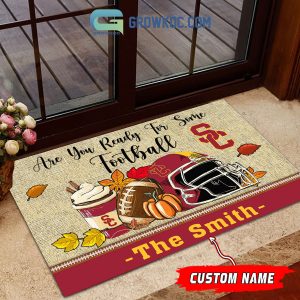 USC Trojans NCAA Fall Pumpkin Are You Ready For Some Football Personalized Doormat