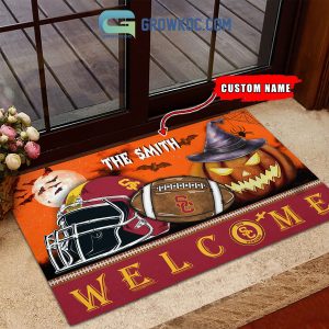 USC Trojans NCAA Football Welcome Halloween Personalized Doormat