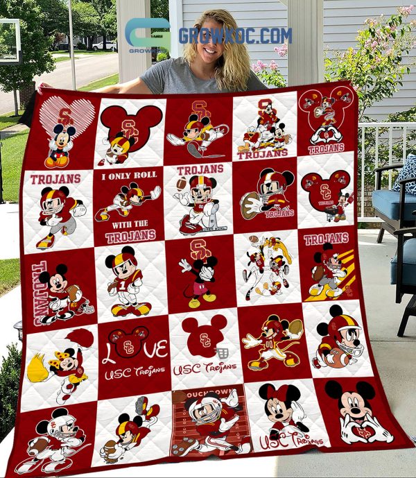 USC Trojans NCAA Mickey Disney Fleece Blanket Quilt