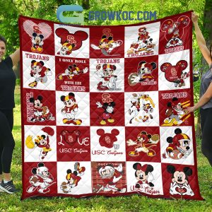USC Trojans NCAA Mickey Disney Fleece Blanket Quilt