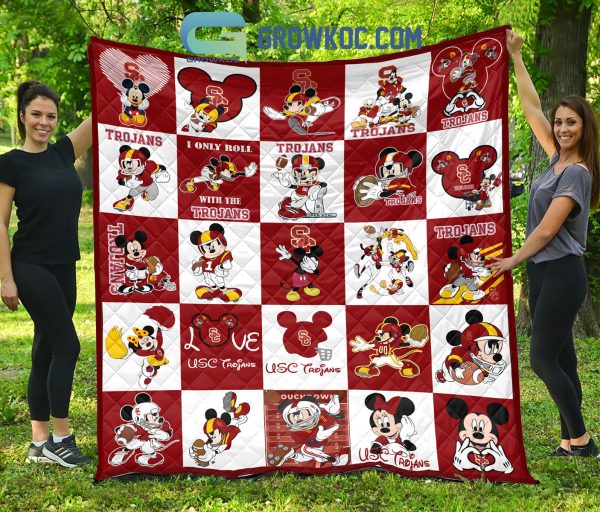USC Trojans NCAA Mickey Disney Fleece Blanket Quilt