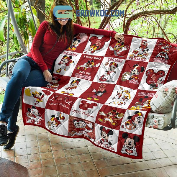 USC Trojans NCAA Mickey Disney Fleece Blanket Quilt