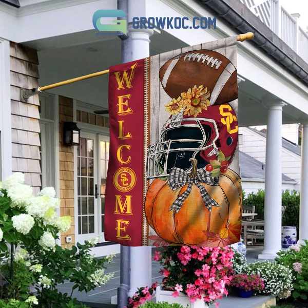 USC Trojans NCAA Welcome Fall Pumpkin House Garden Flag