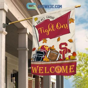 USC Trojans NCAA Welcome We All Cheer Fight On House Garden Flag
