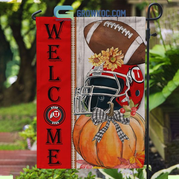 Utah Utes NCAA Welcome Fall Pumpkin House Garden Flag