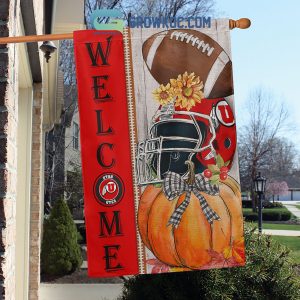 Utah Utes NCAA Welcome Fall Pumpkin House Garden Flag