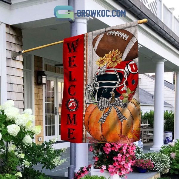 Utah Utes NCAA Welcome Fall Pumpkin House Garden Flag