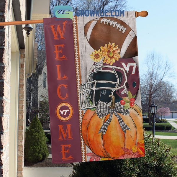 Virginia Tech Hokies NCAA Welcome Fall Pumpkin House Garden Flag