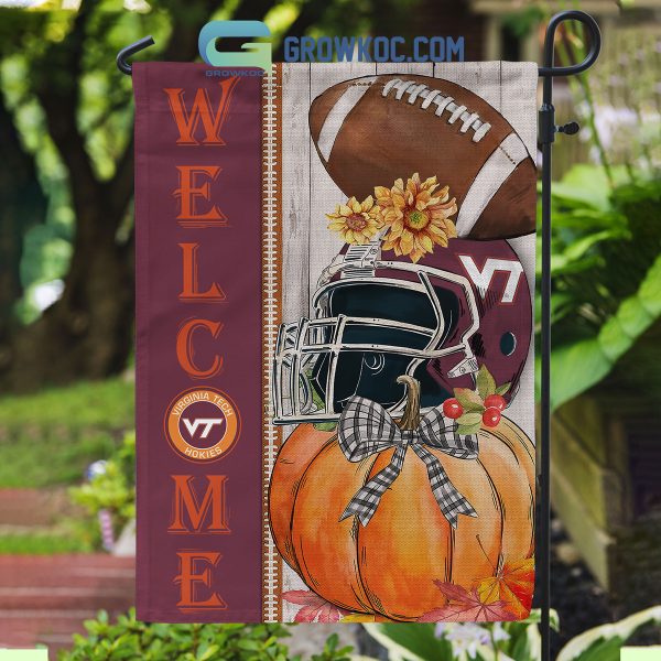 Virginia Tech Hokies NCAA Welcome Fall Pumpkin House Garden Flag