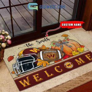 Washington Commanders NFL Welcome Fall Pumpkin Personalized Doormat