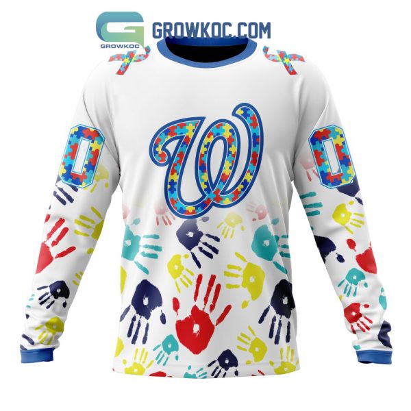 Washington Nationals MLB Autism Awareness Hand Design Personalized Hoodie T Shirt