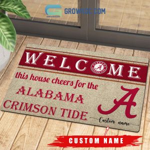 Welcome This House Cheers For The Alabama Crimson Tide NCAA Personalized Doormat