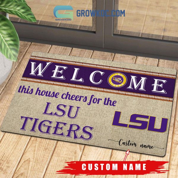 Welcome This House Cheers For The LSU Tigers NCAA Personalized Doormat