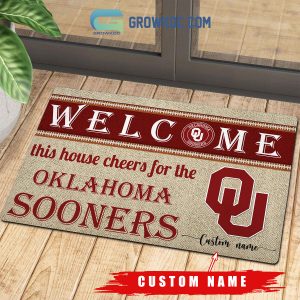 Welcome This House Cheers For The Oklahoma Sooners NCAA Personalized Doormat