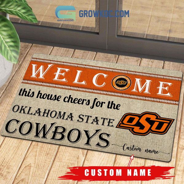 Welcome This House Cheers For The Oklahoma State Cowboys NCAA Personalized Doormat