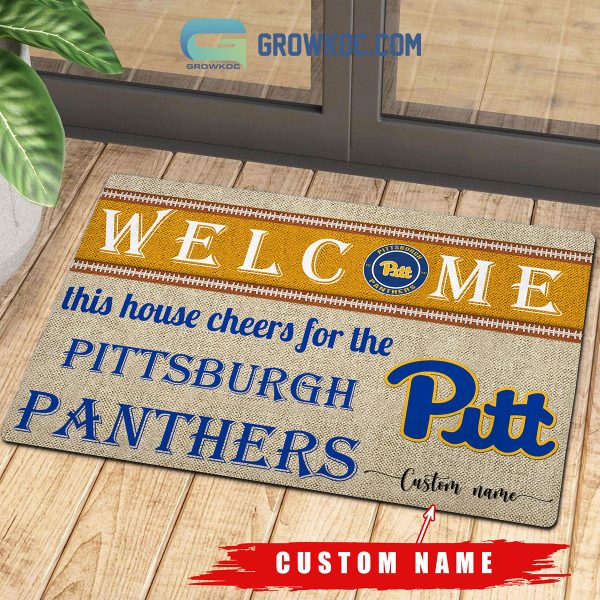 Welcome This House Cheers For The Pittsburgh Panthers NCAA Personalized Doormat