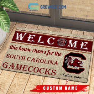 Welcome This House Cheers For The South Carolina Gamecocks NCAA Personalized Doormat