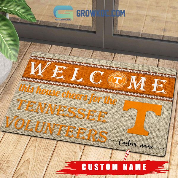 Welcome This House Cheers For The Tennessee Volunteers NCAA Personalized Doormat