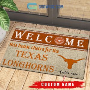 Welcome This House Cheers For The Texas Longhorns NCAA Personalized Doormat