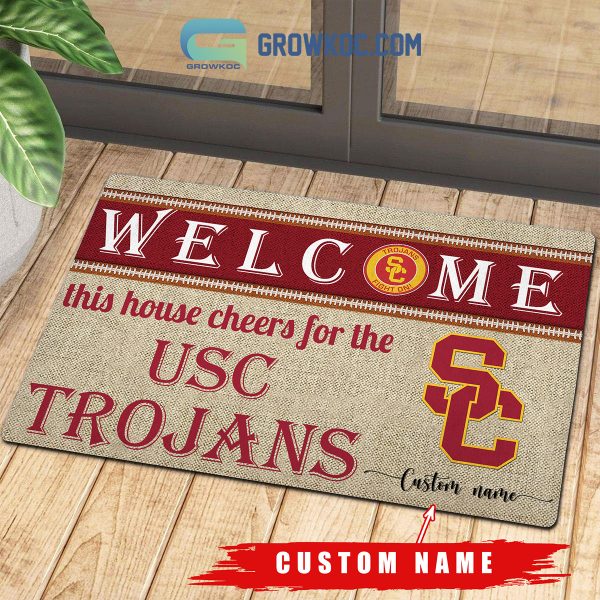 Welcome This House Cheers For The USC Trojans NCAA Personalized Doormat