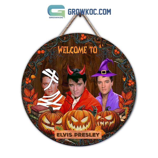 Welcome To The Smith Family Elvis Presley Halloween Wooden Doorsign