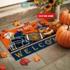 Wisconsin Badgers NCAA Football Welcome Halloween Personalized Doormat