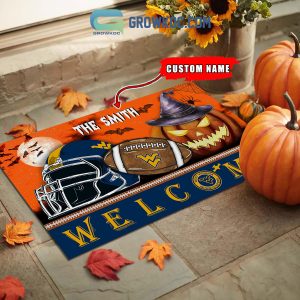 West Virginia Mountaineers NCAA Football Welcome Halloween Personalized Doormat