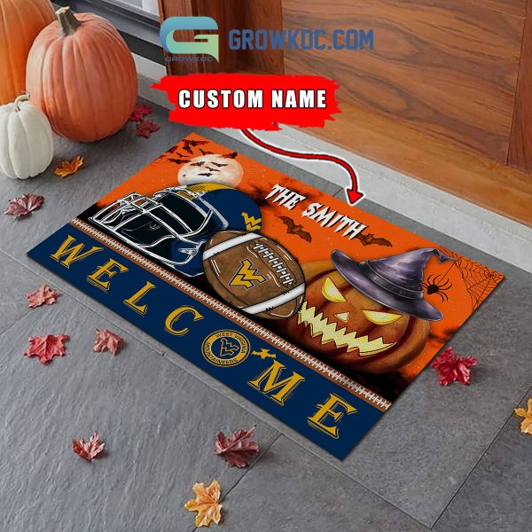West Virginia Mountaineers NCAA Football Welcome Halloween Personalized Doormat