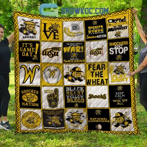 Wichita State Shockers baseball NCAA Collection Design Fleece Blanket Quilt