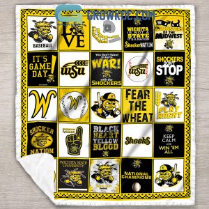 Wichita State Shockers baseball NCAA Collection Design Fleece Blanket Quilt