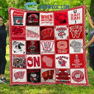 Wisconsin Badgers NCAA Collection Design Fleece Blanket Quilt