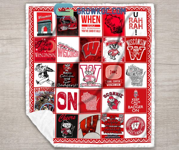 Wisconsin Badgers NCAA Collection Design Fleece Blanket Quilt