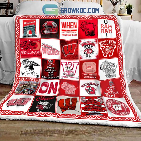 Wisconsin Badgers NCAA Collection Design Fleece Blanket Quilt