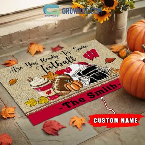 Wisconsin Badgers NCAA Fall Pumpkin Are You Ready For Some Football Personalized Doormat