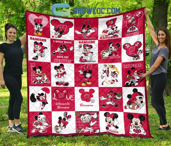 Wisconsin Badgers NCAA Mickey Disney Fleece Blanket Quilt