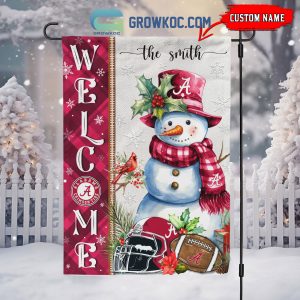 Alabama Crimson Tide Football Snowman Welcome Christmas House Garden Flag