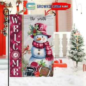 Alabama Crimson Tide Football Snowman Welcome Christmas House Garden Flag