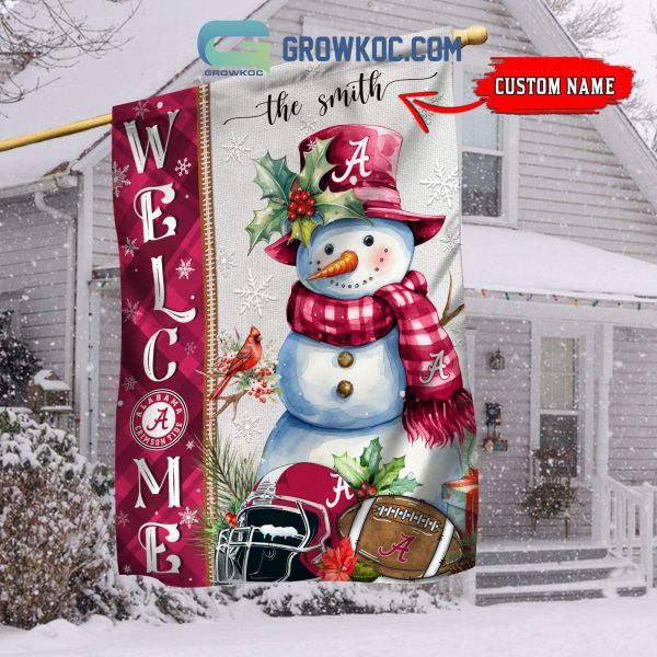 Alabama Crimson Tide Football Snowman Welcome Christmas House Garden Flag